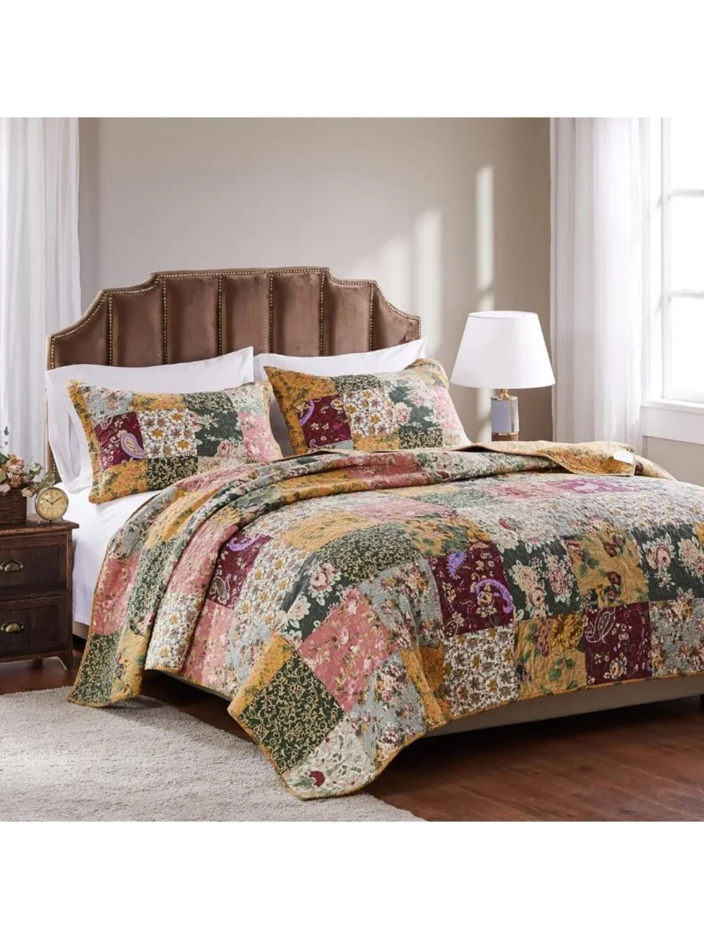 Antique Chic Patchwork Cotton Quilt Set - 3-Piece Multicolor King/Cal King